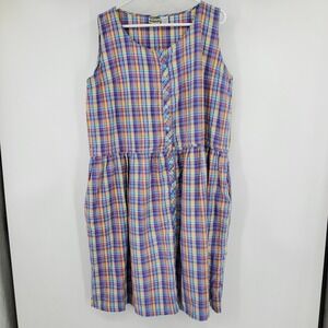 Separate Issue Vintage 90s Plaid Cotton Button Front Midi Dress Plus 22W Cottage
